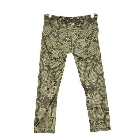 LULULEMON Wunder Under Crop Green Snake Print Full-On Luon Leggings SIZE 6 - Picture 3 of 8